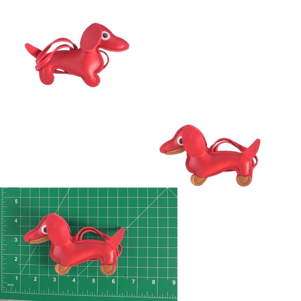 Dachshund Bag Charm Keychain Faux Leather Dog Mom Y2K Cottagecore Red NWT - Picture 9 of 11